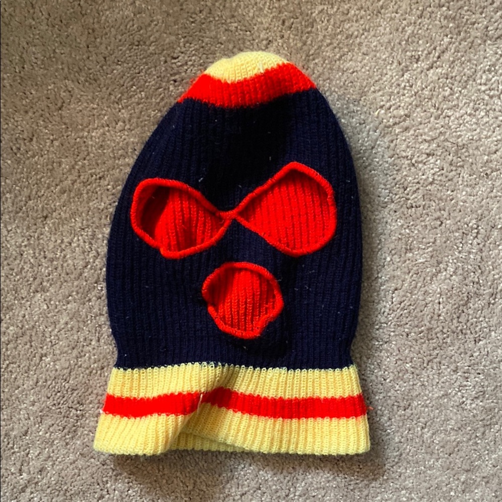 Vintage ski robber hat mask baklava red yellow blue 70’s